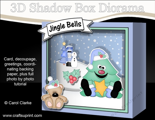 3D Christmas Diorama Shadow Box Card Mini Kit - Fun Xmas Tree has an Xmas Star