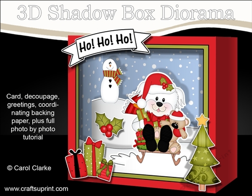 3D Christmas Diorama Shadow Box Card Mini Kit - Little Bichon Frise Dog