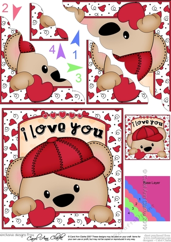 Scalloped Corner Stacker - Love, Romance, Valentine - Teddy Bear