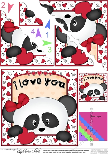Scalloped Corner Stacker - Love, Romance, Valentine - Teddy Bear