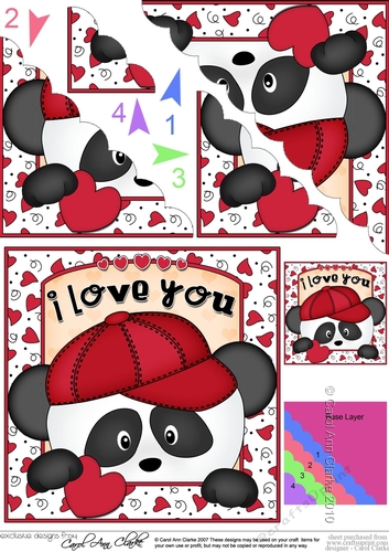 Scalloped Corner Stacker - Love, Romance, Valentine - Teddy Bear