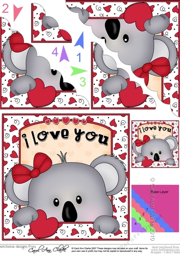 Scalloped Corner Stacker - Love, Romance, Valentine - Teddy Bear