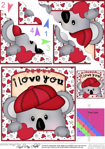 Scalloped Corner Stacker - Love, Romance, Valentine - Teddy Bear