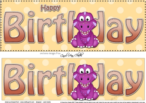 Large DL HAPPY BIRTHDAY 3D decoupage with Dino