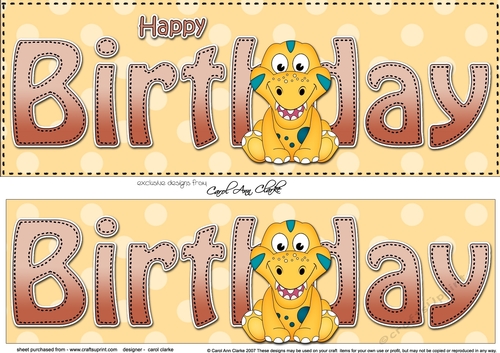 Large DL HAPPY BIRTHDAY 3D decoupage with Dino