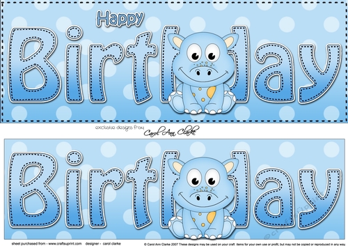 Large DL HAPPY BIRTHDAY 3D decoupage with Dino
