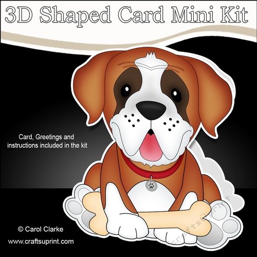 3D Shaped Card  Kit - Little St Bernard Dog Tex
