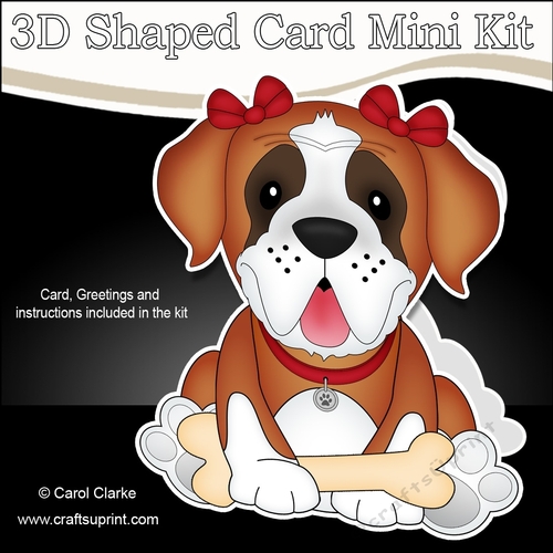 3D Shaped Card  Kit - Little St Bernard Dog Lady