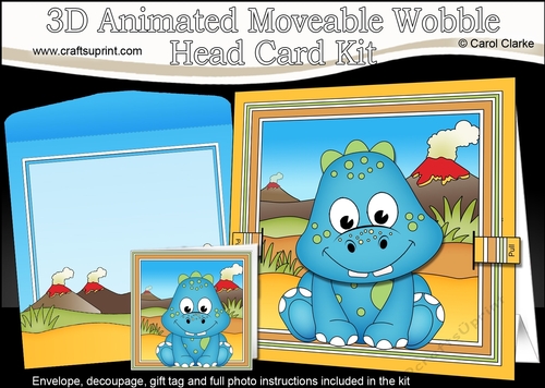 3D Animated Moveable Wobble Head Card - Cute Little Danil Dino