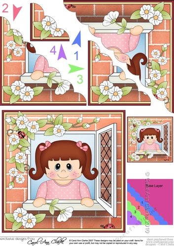 Scalloped Corner Stacker - Through the Window - Little Girl