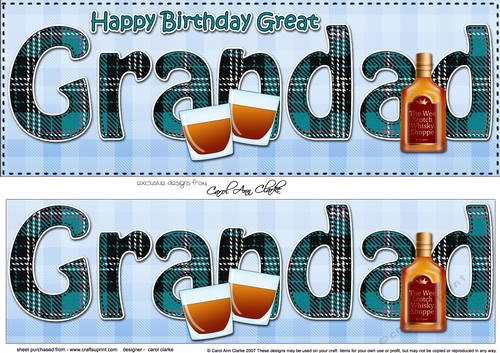 Large DL Happy Birthday GREAT GRANDAD 3D decoupage