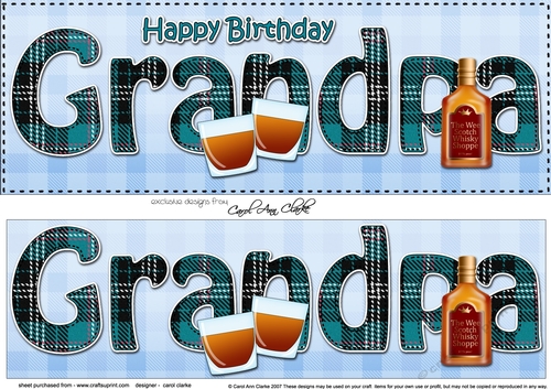 Large DL Happy Birthday GRANDPA 3D decoupage