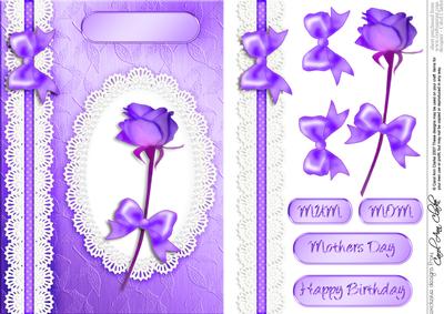 A5 Rose, Lace and Pearls Quick Card with 3D Decoupage
