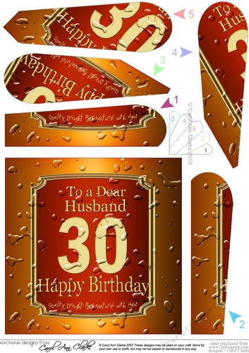 30th Birthday Husband Beer Label Fan Pyramage Topper