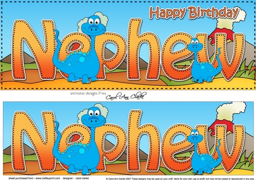 Large DL Happy Birthday NEPHEW 3D decoupage with Dinosaurs