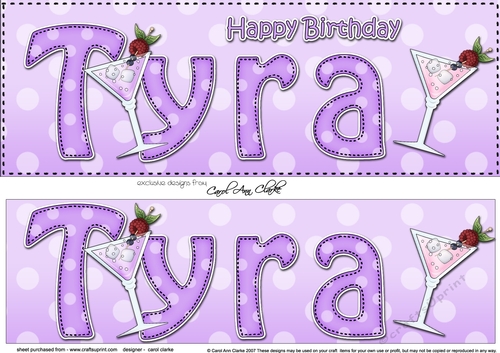 Large DL Happy Birthday TYRA 3D decoupage
