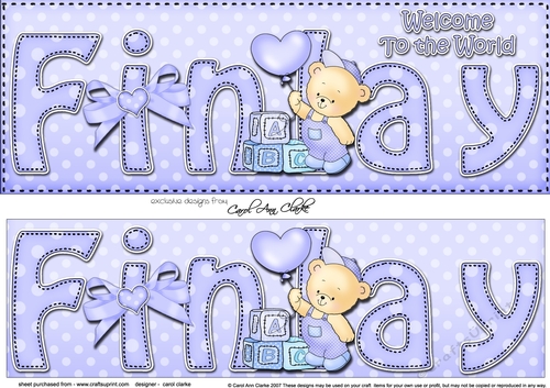 Large DL Welcome to the World FINLAY 3D decoupage