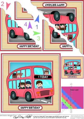 BIRTHDAY AGE BUS - 1 TODAY Scalloped Corner Stacker