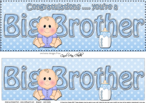Large DL New Baby Congratulations you are a ... BIG BROTHER  3D decoupage