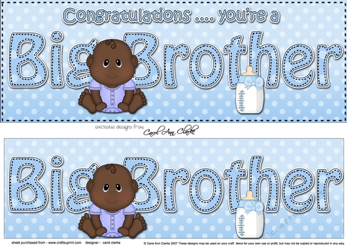 Large DL Ethnic New Baby Congratulations you are a ... BIG BROTHER 3D decoupage