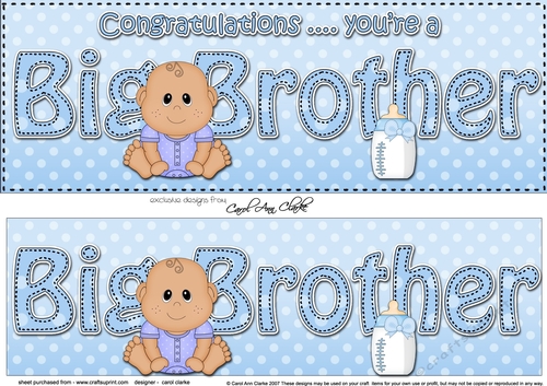 Large DL Ethnic New Baby Congratulations you are a ... BIG BROTHER 3D decoupage
