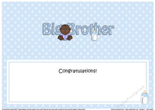 Large DL ethnic New Baby Congratulations you are a ... BIG BROTHER insert