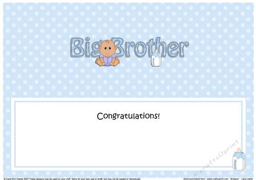 Large DL ethnic New Baby Congratulations you are a ... BIG BROTHER insert