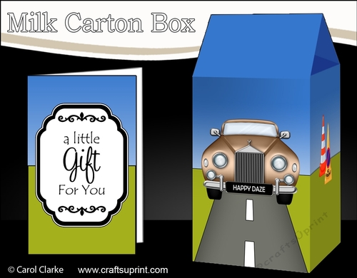 3D Milk Carton Treat Box - Gold Rolls Royce