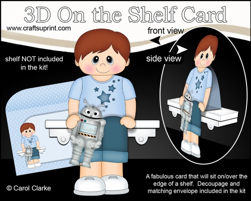 3D On the Shelf Card Kit - Little Boy Brandan has a Toy Robot