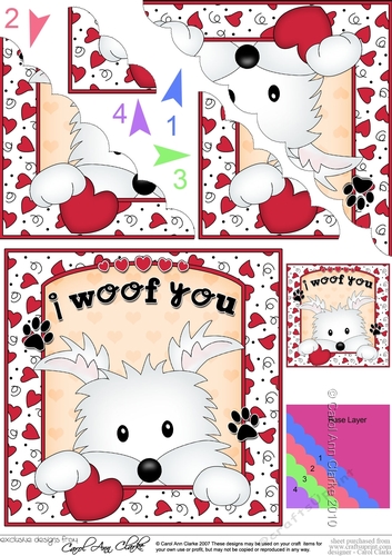 Scalloped Corner Stacker - Love, Romance, Valentine- Little Westie Dog