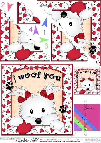 Scalloped Corner Stacker - Love, Romance, Valentine- Little Westie Dog