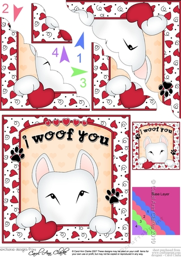 Scalloped Corner Stacker - Love, Romance, Valentine- Little English Bull Dog Terrier
