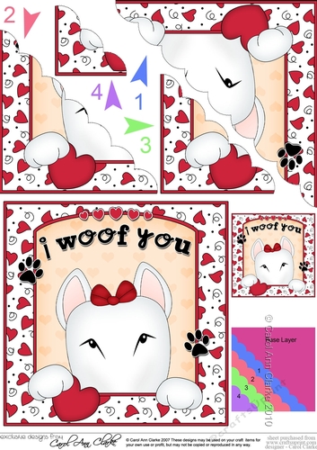 Scalloped Corner Stacker - Love, Romance, Valentine- Little English Bull Dog Terrier