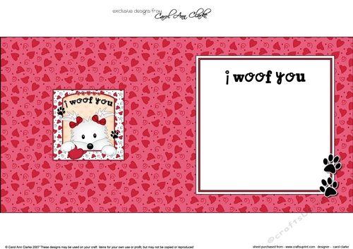 Square Landscape insert - Love, Romance, Valentine- Little Westie Dog