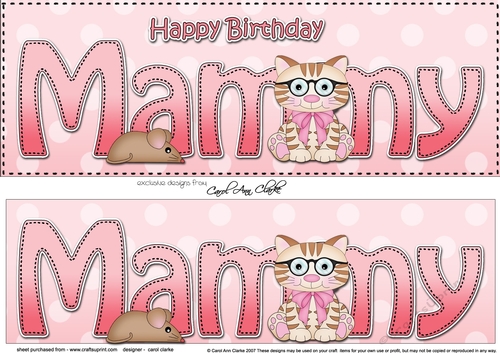 Large DL Happy Birthday MAMMY 3D decoupage with Cute Little Cat
