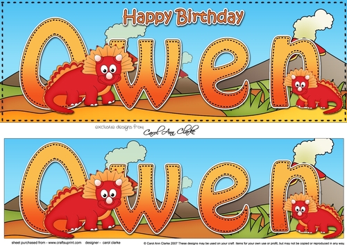 Large DL Happy Birthday OWEN 3D decoupage