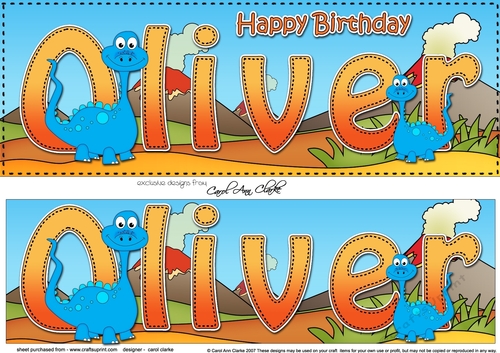 Large DL Happy Birthday OLIVE 3D decoupage