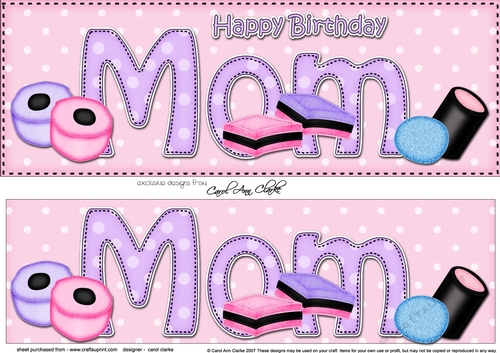 Large DL Happy Birthday MOM 3D decoupage with Sweets
