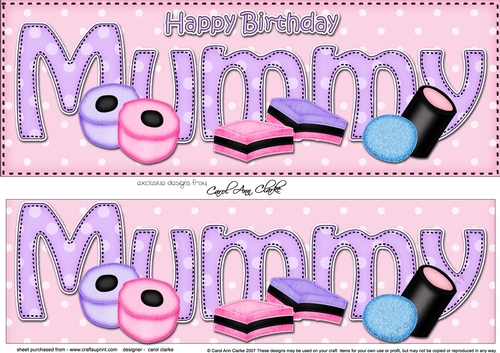 Large DL Happy Birthday MUMMY 3D decoupage with Sweets