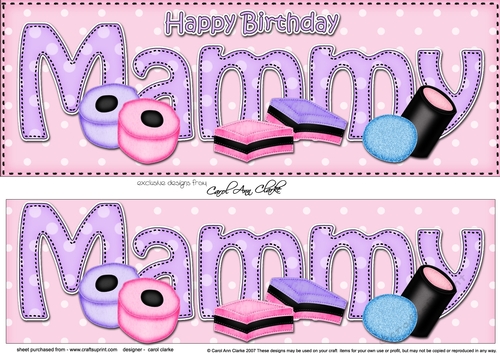 Large DL Happy Birthday MAMMY 3D decoupage with Sweets