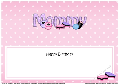 Large DL Happy Birthday MOMMY insert with sweets