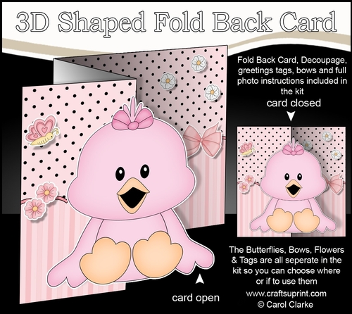 3D Shaped No-Hole Fold Back Mini Kit - Cute Little Chick Tweet