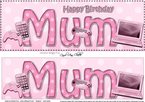 Large DL Happy Birthday MUM 3D decoupage with Gadgets & Gizmos