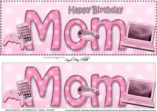 Large DL Happy Birthday MOM 3D decoupage with Gadgets & Gizmos