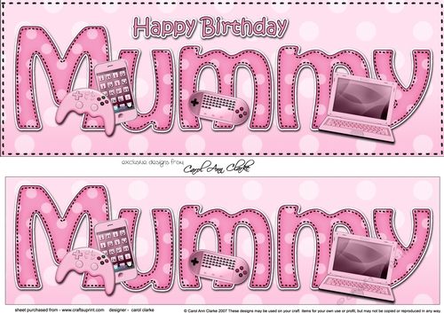 Large DL Happy Birthday MUMMY 3D decoupage with Gadgets & Gizmos