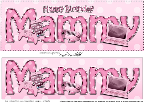 Large DL Happy Birthday MAMMY 3D decoupage with Gadgets & Gizmos