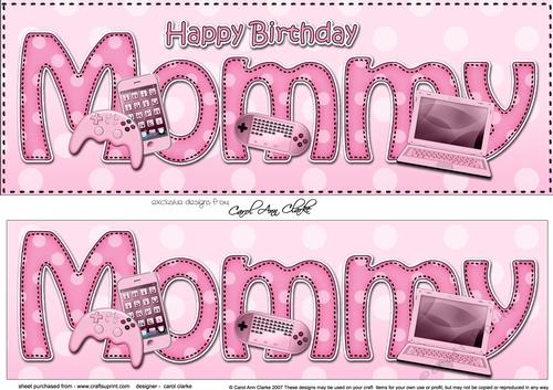 Large DL Happy Birthday MOMMY 3D decoupage with Gadgets & Gizmos