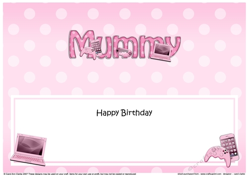 Large DL Happy Birthday MUMMY insert with Gadgets & Gizmos