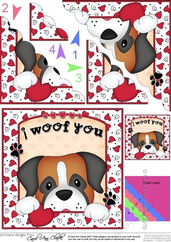 Scalloped Corner Stacker - Love, Romance, Valentine- Little Boxer Dog