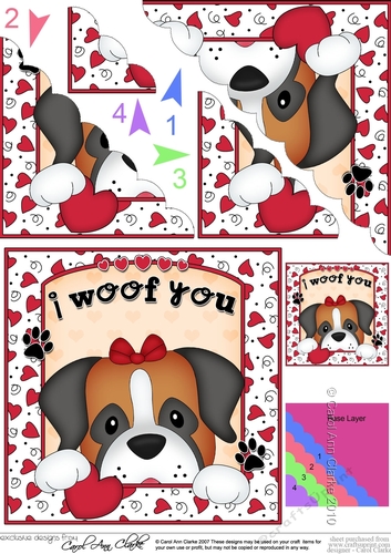 Scalloped Corner Stacker - Love, Romance, Valentine- Little Boxer Dog